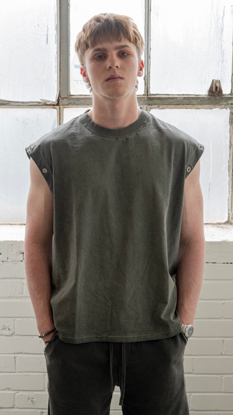 DARKFRASER Distressed Grommet Eyelet Tank Top