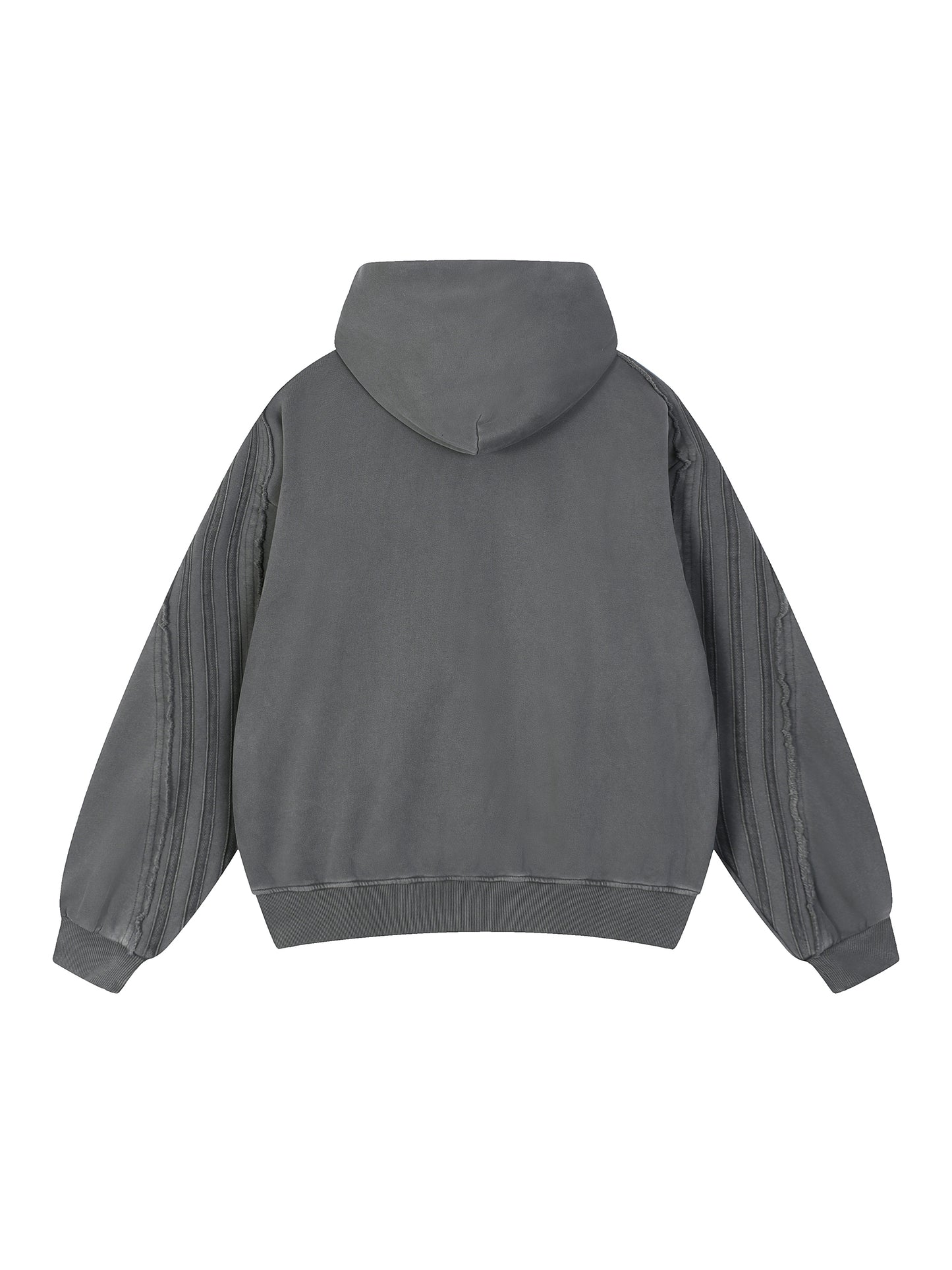 DARKFRASER Snow Washed Tape Raw Edge Zip Hoodie