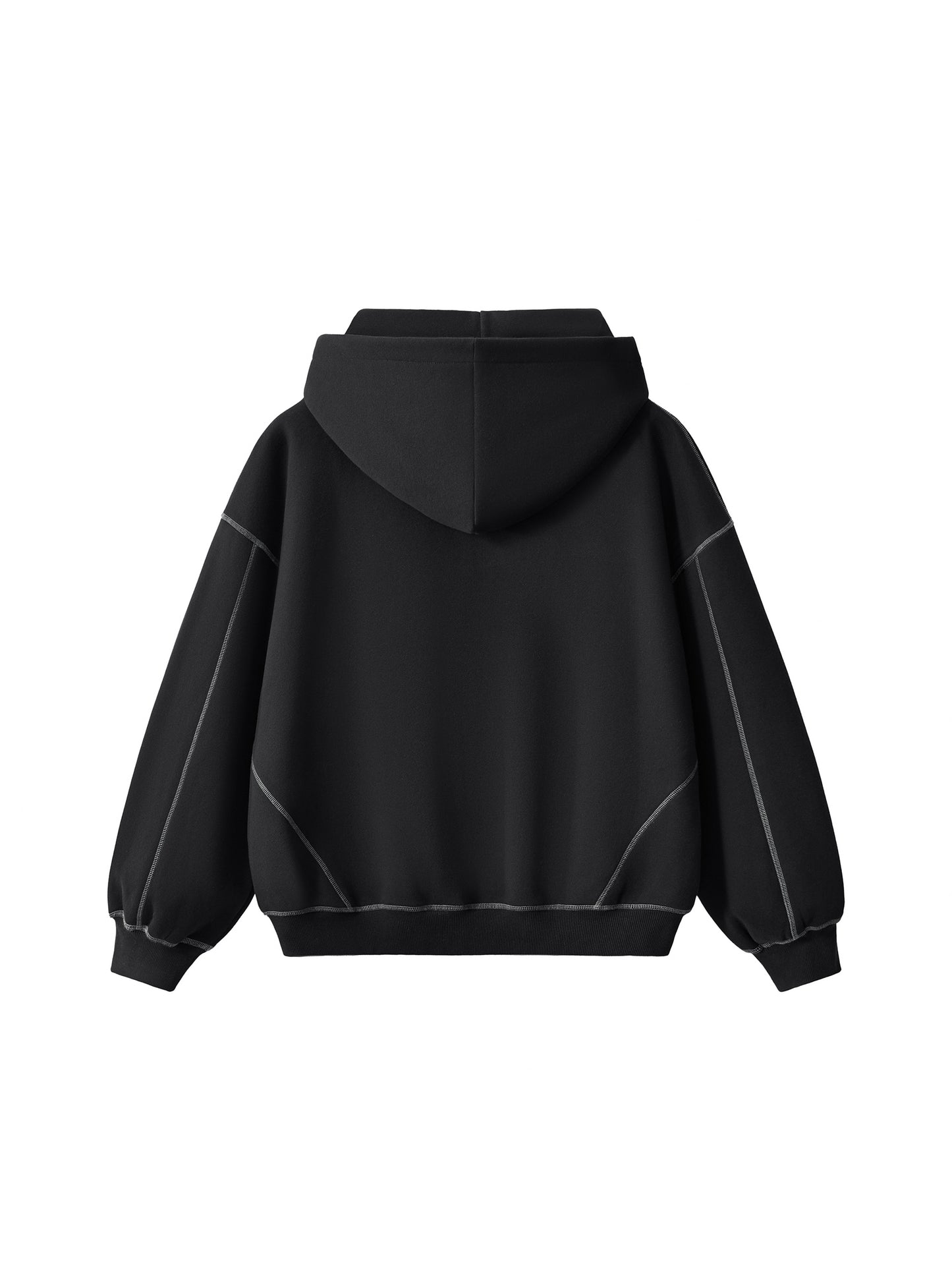 DARKFRASER Contrast-Stitched Boxy Fleece Zip Hoodie